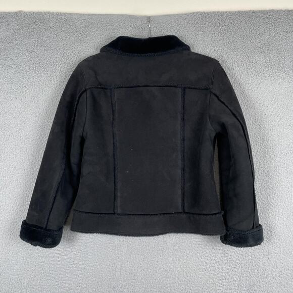 Lord & Taylor Jacket Womens Petite Medium Black Faux Shearling Lined Zip Korea - Picture 2 of 7